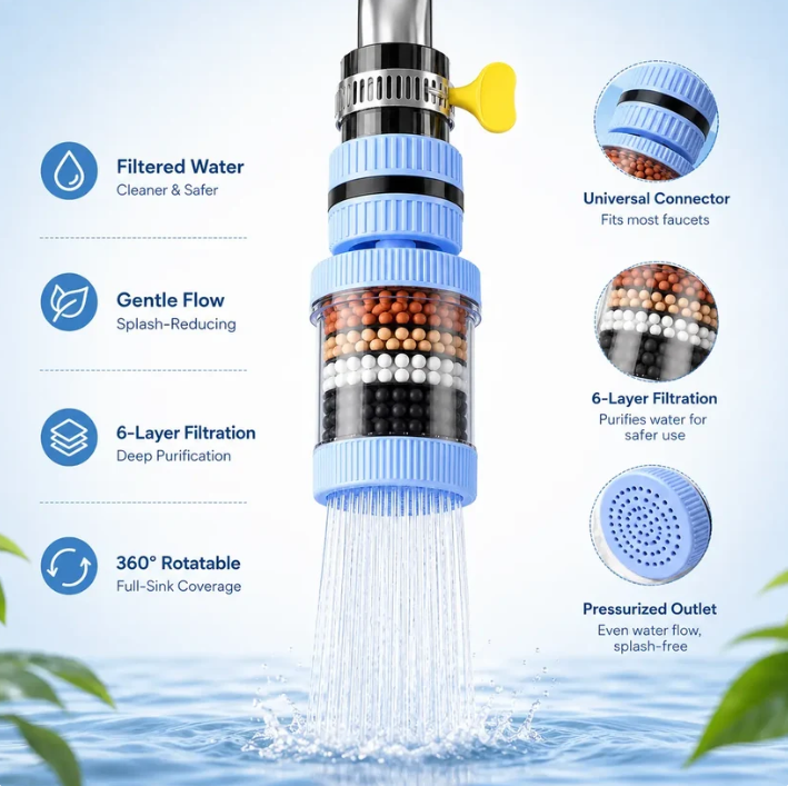 6-layer filtration faucet filter cartridge